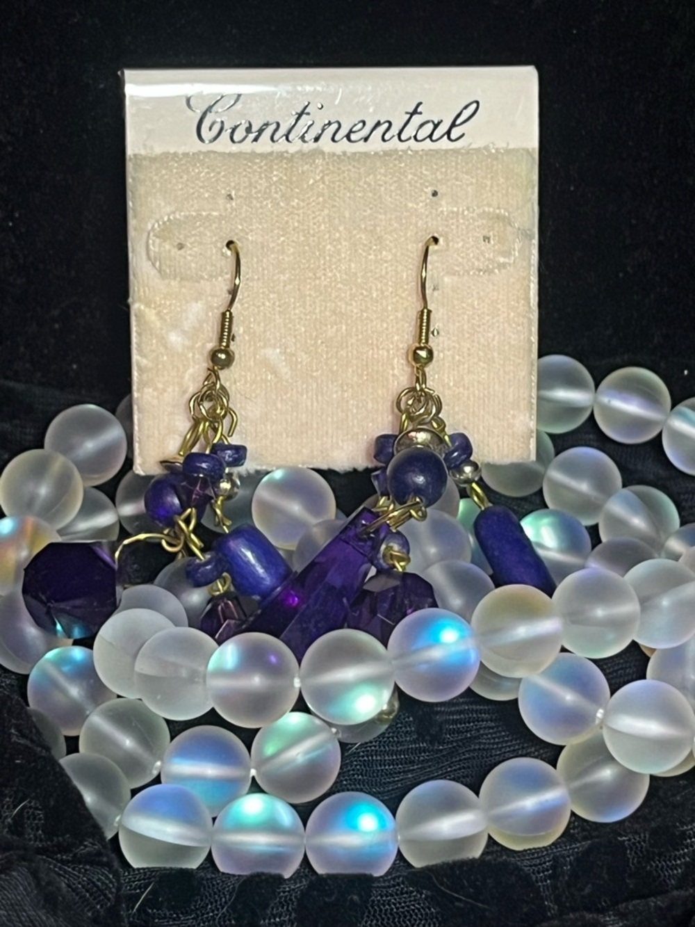 Vintage Purple Beaded Boho Style Continental Earrings